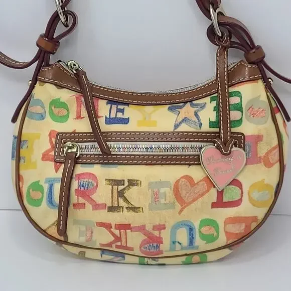 VTG Dooney & Bourke Logo Graffiti Pochette rainbow purse handbag 10" X 7" - Picture 2 of 10